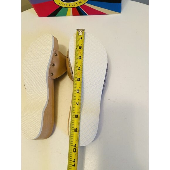 Dr Scholls Women Size 9 M Wood Exercise Clog Sandal Tan Leather Slide Shoe New - Picture 12 of 13